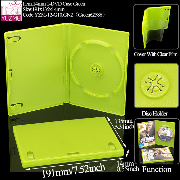 Boîtier 1-DVD 14 mm G10A - Vert