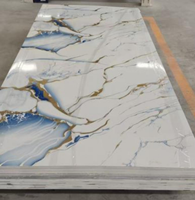 Feuille de PVC brillante effet marbre, feuille de PVC enduite UV pour panneau mural intérieur, décoration de salle de bain
