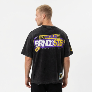 2026 Brand Oversized <b>Crop</b> T-<b>Shirt</b> Black Short Sleeve Formal Silk Screen Printed Eco-Friendly Men's Jersey Cotton Turtleneck - Product Image 6