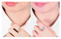 Bague ouverte ajustable mignonne avec abeille et zircon, en laiton plaqué rhodium or rose, bijou de mode unique pour cadeau de mariage unisexe