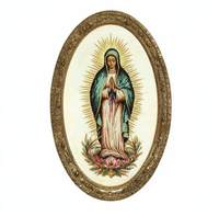 Cadre photo ovale classique en résine avec miroir, motif Vierge Marie, pour décoration religieuse de table, vente en gros sous marque privée