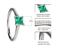 Bague de fiançailles en argent Sterling 925, bague d'émeraude turque carrée de luxe à la mode