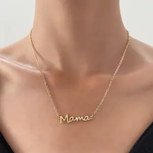 Custom Wholesale Fashion Jewelry Mom 's Day 2024 Mama Pendant 18k Gold Stainless Steel Mom Necklace