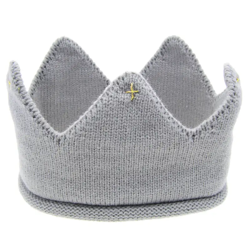 Baby Knit Crown Tiara Crianças Infantil Crochet Headband cap chapéu festa de aniversário Fotografia adereços Beanie Bonnet