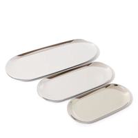 Ensemble de plateaux de service ovales en acier inoxydable 430, finition miroir, 3 pièces (18/23/30 cm), décoration moderne pour mariage et maison