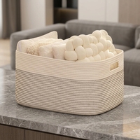Paniers tissés en corde de coton naturel, 3 tailles, poignées carrées, organisateur de rangement pour la maison, la cuisine, la salle de bain, la buanderie, la décoration