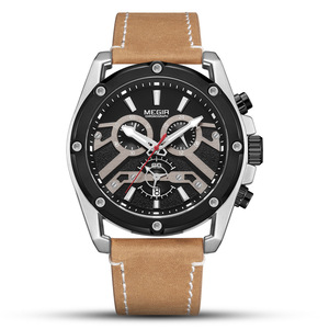 Montre de sport multifonctionnelle pour homme, montre à quartz lumineuse et étanche, montre-bracelet à bracelet en cuir - Product Image 5