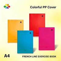 Cahier d'exercices ligné A4 français |   Cahier d'écriture scolaire avec couverture en PP imperméable et colorée