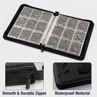 Classeur de cartes TCG à 9 pochettes, dossier de rangement pour cartes à collectionner à chargement latéral avec fermeture éclair, couverture en cuir PU imperméable à motif sergé