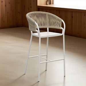Silla de Bar Moderna y Resistente de Metal y Ratán para Exteriores, Taburete Alto de 2 Plazas, Muebles para Restaurantes, Cafés, Sala de Estar y Jardín - Product Image 6