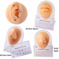 Lot de 12 boucles d'oreilles magnétiques pour tragus, cartilage, lèvre, labret – Non-percées, à clipser