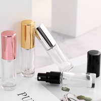 Bouteille d'échantillon en verre transparent de 4 ml avec logo OEM, cylindre pour parfum/tonique et eau, pulvérisateur pompe or rose, soins personnels, MOQ 500 pièces