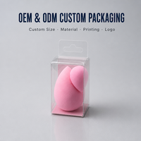 Boîtes d'emballage en plastique PET transparentes rectangulaires de petite taille, écologiques, avec logo personnalisé, pour cosmétiques, éponge de maquillage