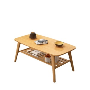 <b>Bamboo</b> Coffee <b>Table</b> Solid Wood Rectangular Low <b>Table</b> With Storage Shelf For Living Room Modern Minimalist Style - Product Image 2