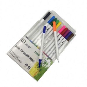 Juego de Rotuladores de Doble Punta Flexibles, Marcadores de Acuarela, 24-100 Colores, Logotipo Personalizado, Delineadores Finos de 0.4 mm, Escritura de Doble Cara - Product Image 2
