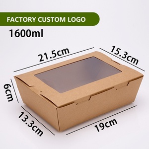 Cajas de Papel Kraft Biodegradables con Ventana y Logotipo Personalizado, <span class=keywords><strong>Caja</strong></span> Bento Desechable para Comida para Llevar, para Sushi y Kimbap - Product Image 2