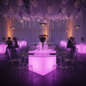 <span class=keywords><strong>Tavolo</strong></span> <span class=keywords><strong>da</strong></span> Pranzo Moderno con Piano in <span class=keywords><strong>Plexiglass</strong></span> e LED, Arredamento per Casa e Hotel, Elegante in Plastica per Eventi Aziendali - Product Image 6