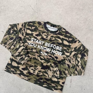 T-shirt thermique en tricot gaufré à imprimé camouflage tactique personnalisé pour hommes, t-shirt à manches longues délavé pour hommes - Product Image 1