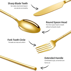 Stainless Steel Knife Fork Spoon <b>Flatware</b> <b>Set</b> Hotel Restaurant Cutlery Thick Handle Metal Gold Cutlery <b>Set</b> for Wedding - Product Image 3