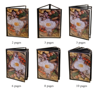 Ensemble de menus/4 pages et 8 vues avec décoration en cuir artificiel et coins décoratifs, couverture de menu de restaurant transparente