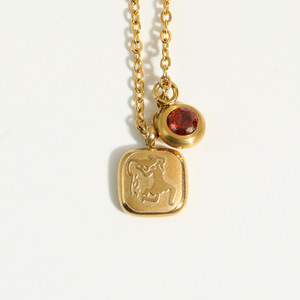 Collar con colgante <span class=keywords><strong>de</strong></span> metal cuadrado con 12 signos del zodiaco <span class=keywords><strong>de</strong></span> acero inoxidable vintage chapado en oro PVD <span class=keywords><strong>mes</strong></span> piedra natal collares regalos <span class=keywords><strong>de</strong></span> joyería - Product Image 4