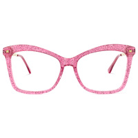 Popular Elegant Brand Women Clear Transparent Pink Optical Glasses Spectacles Eyeglasses Crystal Frame