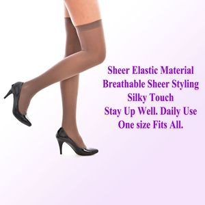 Calcetines de nailon transparentes por encima de la rodilla para mujer, medias finas con diseño jacquard transpirable para uso diario en verano - Product Image 5
