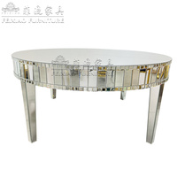 Meubles de banquet d'hôtel populaires table de mariage ronde réfléchissante argentée brillante en bois