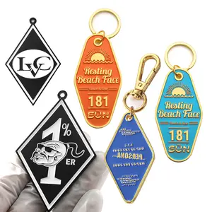 Bulk Custom Design Your Room Keyring Motel Hotel Keychain Custom Zinc Alloy Metal Soft Enamel Charm Key Chains