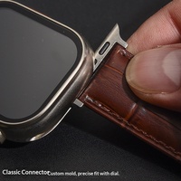 Bracelet de montre en cuir de vachette pleine fleur à texture crocodile compatible avec Apple Watch et Ultra 2, bracelet en cuir résistant à l'usure