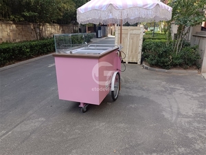 Chariot de vente ambulante compact pour desserts glacés, avec grand espace de rangement, auvent météo, mobile, pour parc, plage, vente de nourriture - Product Image 5