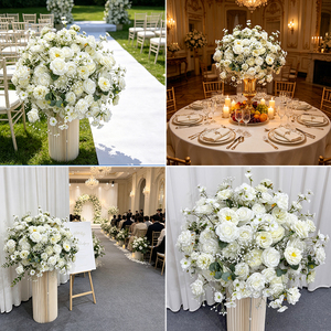 Bola de Flores Artificiales de Rosa Blanca y Paniculata para Centro de Mesa en Bodas, Navidad y Año Nuevo Chino - Diseño Realista - Product Image 2