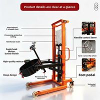 Nouveau Rotateur Manuel pour Empilage de Fûts d'Huile, Dispositif Hydraulique de Levage et d'Inclinaison pour Fûts en Acier et en Plastique en Entrepôt
