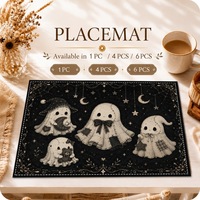 Lot de sets de table fantômes mignons personnalisés en gros, tapis de table d'Halloween antidérapants et lavables, sous-plats décoratifs.