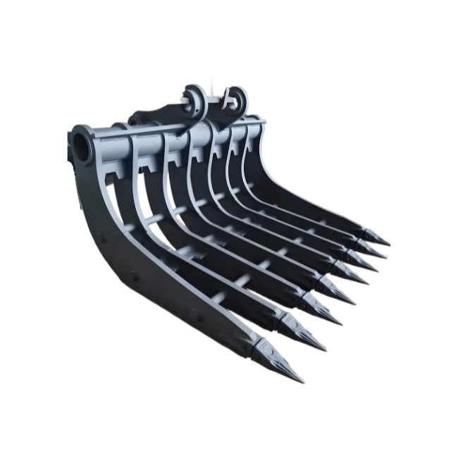 Adjustable Width and Height Custom Color Excavator Rakes with 35mm Bucket Pin for Root Removal