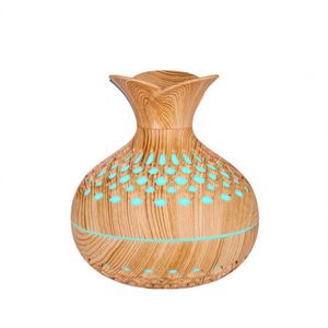 Diffuseur d'aromathérapie USB créatif grand format, design grain de bois et fleur, hydratant, lumière d'ambiance colorée, fonctionnant sur batterie - Product Image 1