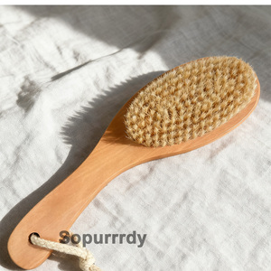 Brosse de bain en fibres de sisal avec manche en bois personnalisé, brosse de bain à manche courbé, brosse exfoliante, respectueuse de l'environnement - Product Image 3