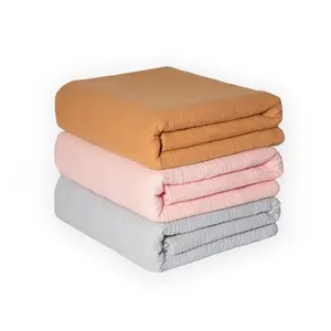 Оптовая продажа, двухслойная креповая ткань из чистого хлопка, 120*120 см, выгодная цена, детское Пеленальное Одеяло
