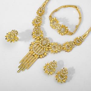 Artificial Women's <b>Fashion</b> Diamond Zircon Bridal <b>Jewelry</b> <b>Set</b> with 14K Gold Plating for Wedding & Engagement - Product Image 6