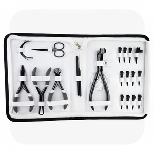 Professional Hair Extension Tools Stainless Steel Hair Extension <b>Pliers</b> <b>Sets</b> Kit With pulling hook loop Needle sectioning clips - Product Image 1