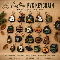 Porte-clés personnalisé en PVC souple, porte-clés en vinyle 2D en relief, breloque en caoutchouc avec logo personnalisé pour le camping, souvenir d'Halloween