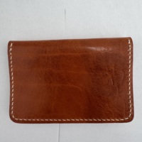 Dompet Kartu Kulit Asli Buatan Tangan Vintage Berlapis Lilin, Kulit Sapi Asli, Kancing Kuningan, Jahitan, Dompet Mini Pendek Portabel Pria & Wanita