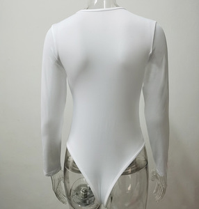 Body de seda sólida sexy para mujer, mono de manga larga, novedad primavera-otoño, estilo básico - Product Image 4