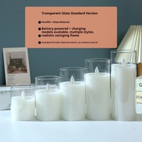 Shangchu Weihnachts-Säulenkerze Elektronische Kerzenlampe Glas Schwingende Flamme Wiederaufladbar für Heiratsantrag Konzert Candlelight-Dinner