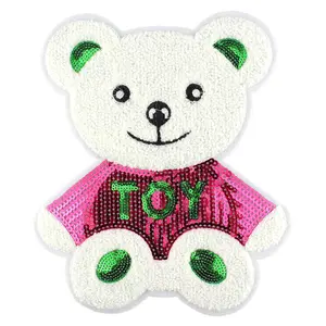 Nuevo estilo moda toalla bordado de tela grande pasta ropa patrón decorativo parche etiqueta oso