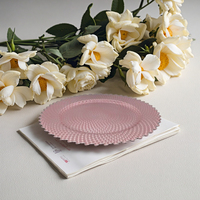 Assiettes de présentation en plastique motif végétal or rose pour desserts, personnalisables, faites à la main, pour mariages et fêtes