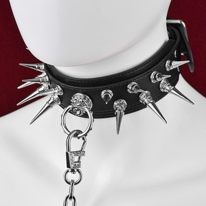 Collar con Púas FUNSM para BDSM, Collar de Cuero y Correa Metálica, Juego SM, Juguetes Sexuales Fetichistas, Accesorios de Bondage para Parejas - Product Image 1