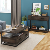 Conceptions basses traditionnelles chinoises rectangle en bois moderne pieds en métal carrés table basse pour thé avec tiroirs