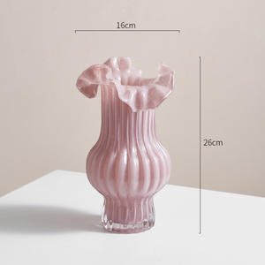 Vaso Decorativo per Soggiorno, Fiori in Acqua, Design Raffinato, Lusso Leggero, Vaso in Vetro Rosa Creativo e Semplice - Product Image 6