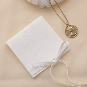 White Microfiber Bag Velvet Pouch with Personalized Logo Jewelry Packaging Pouch With Flip Lid <b>Bracelet</b> Pouch - Product Image 2